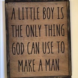 Stained and Framed Little Boy sign